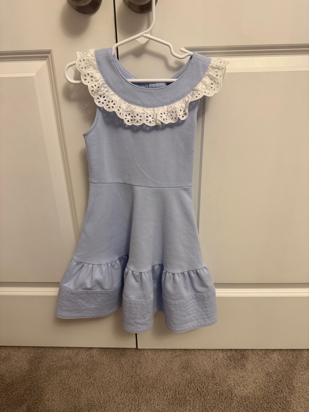 Janie and Jack Light Blue Eyelet-Collar Dress